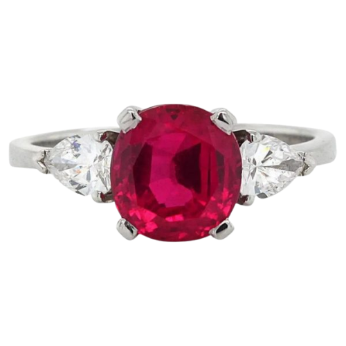 Certified Natural 2.4ct Burma Ruby and Diamond Ring